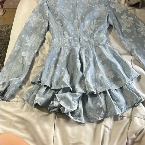 Blue Floral Long Sleeve Romper mi ami size M - Picture 6 of 7